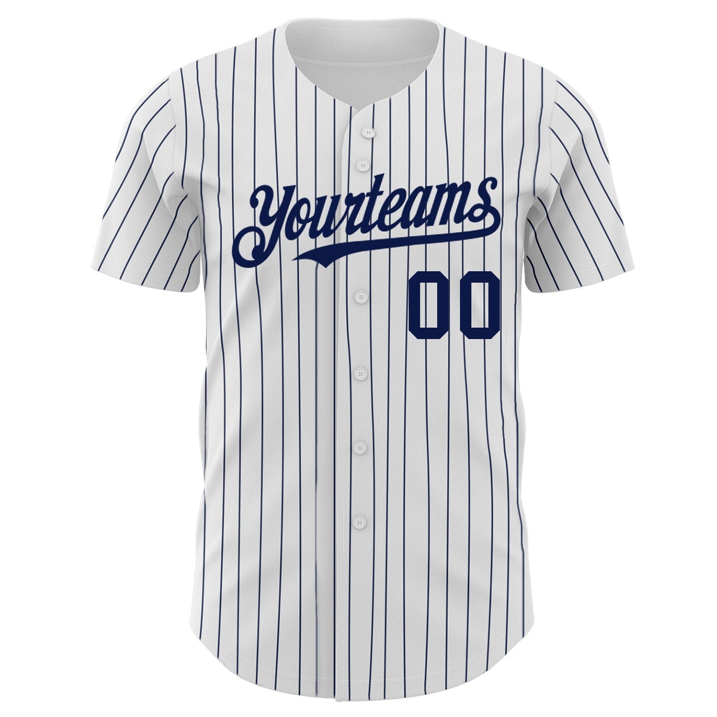 Custom White Navy Pinstripe Navy Authentic Baseball Jersey view 2