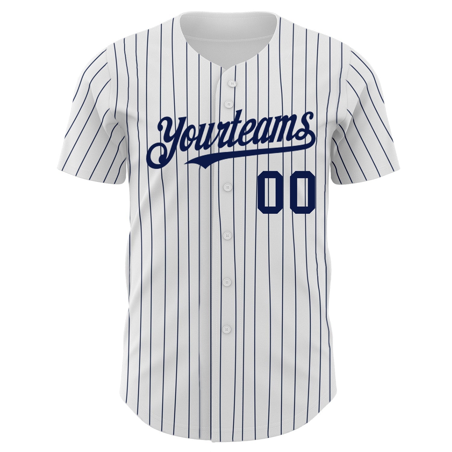 Custom White Navy Pinstripe Navy Authentic Baseball Jersey view 2