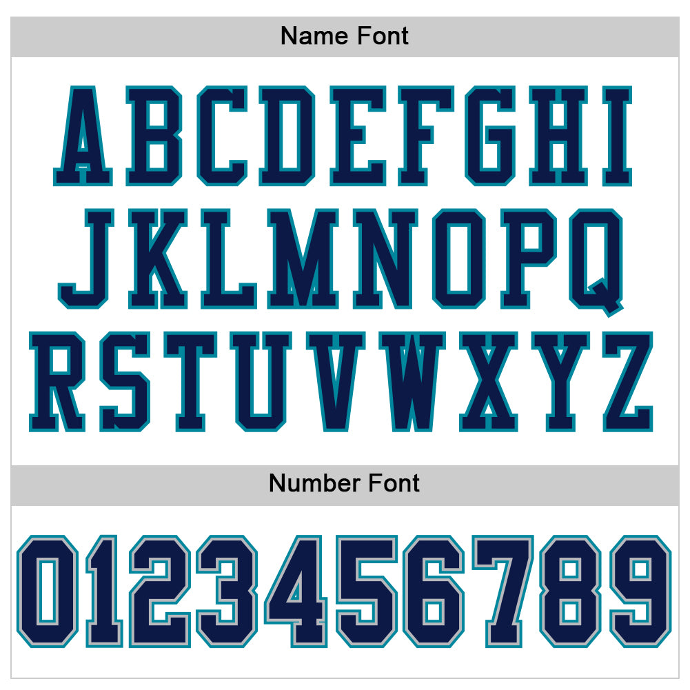 Custom White Navy Gray-Teal Mesh Authentic Football Jersey view 4