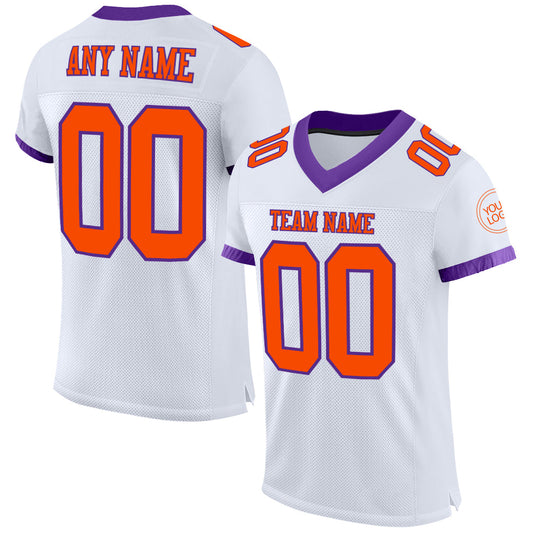 Custom White Orange-Purple Mesh Authentic Football Jersey - Main View