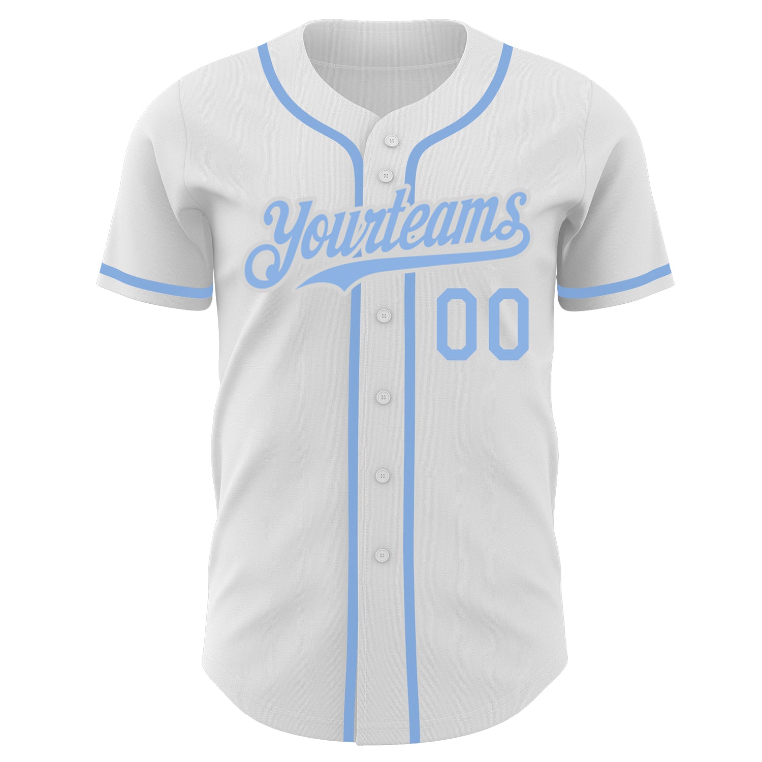 Custom White Light Blue Authentic Baseball Jersey view 2