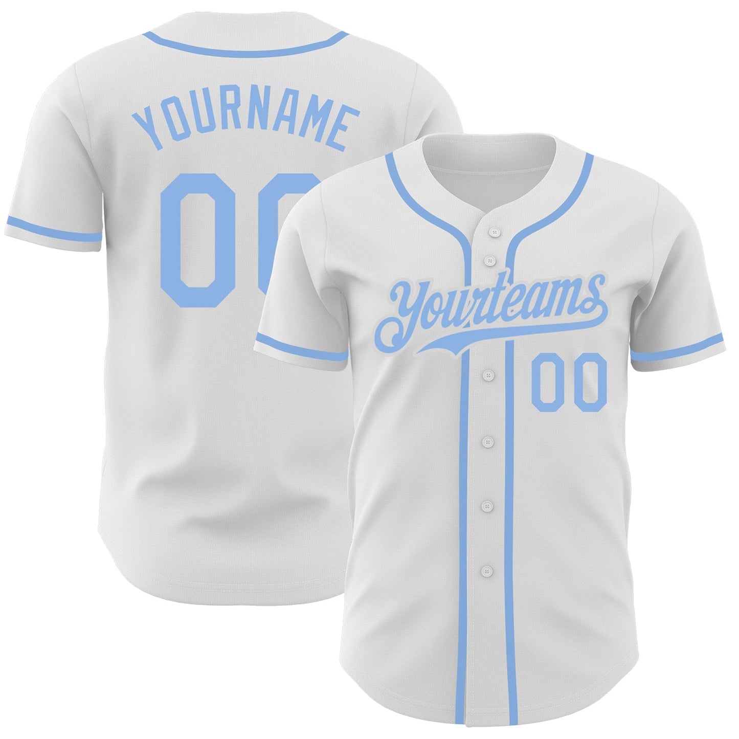 Custom White Light Blue Authentic Baseball Jersey - Main View