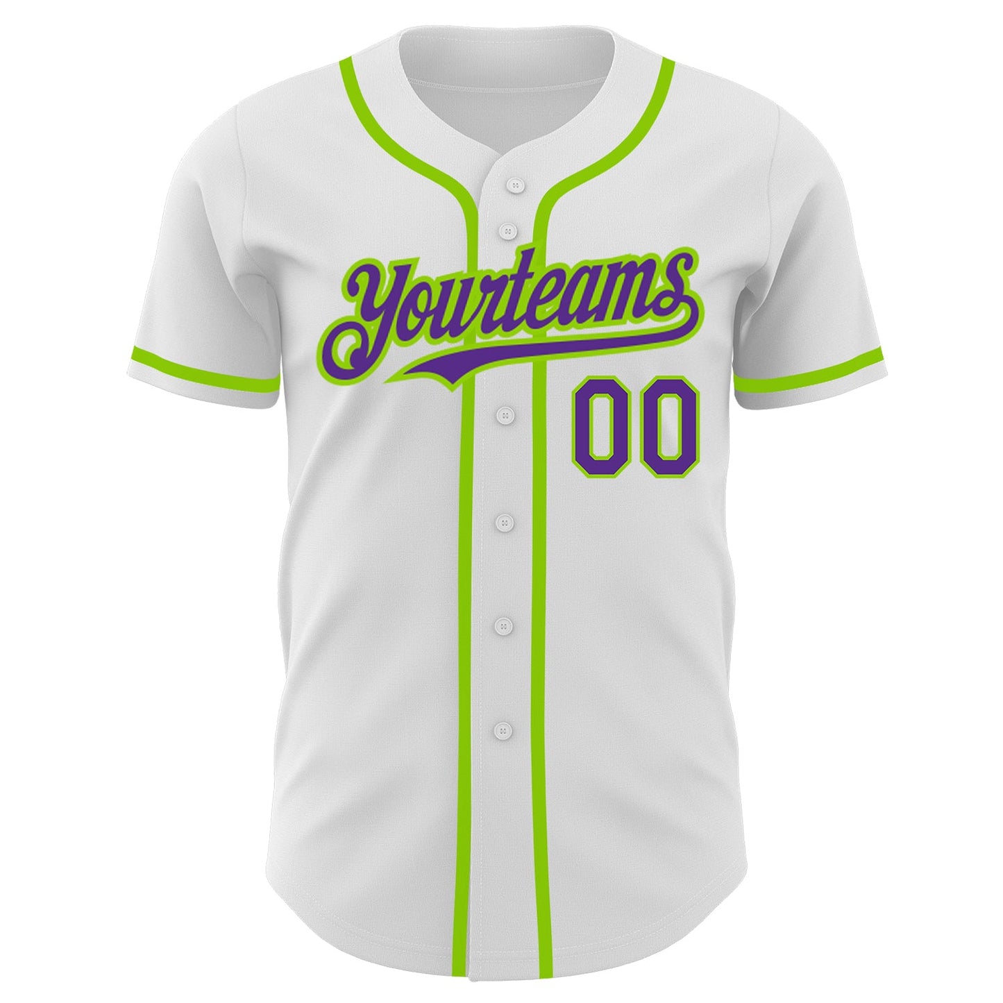 Custom White Purple-Neon Green Authentic Baseball Jersey view 2