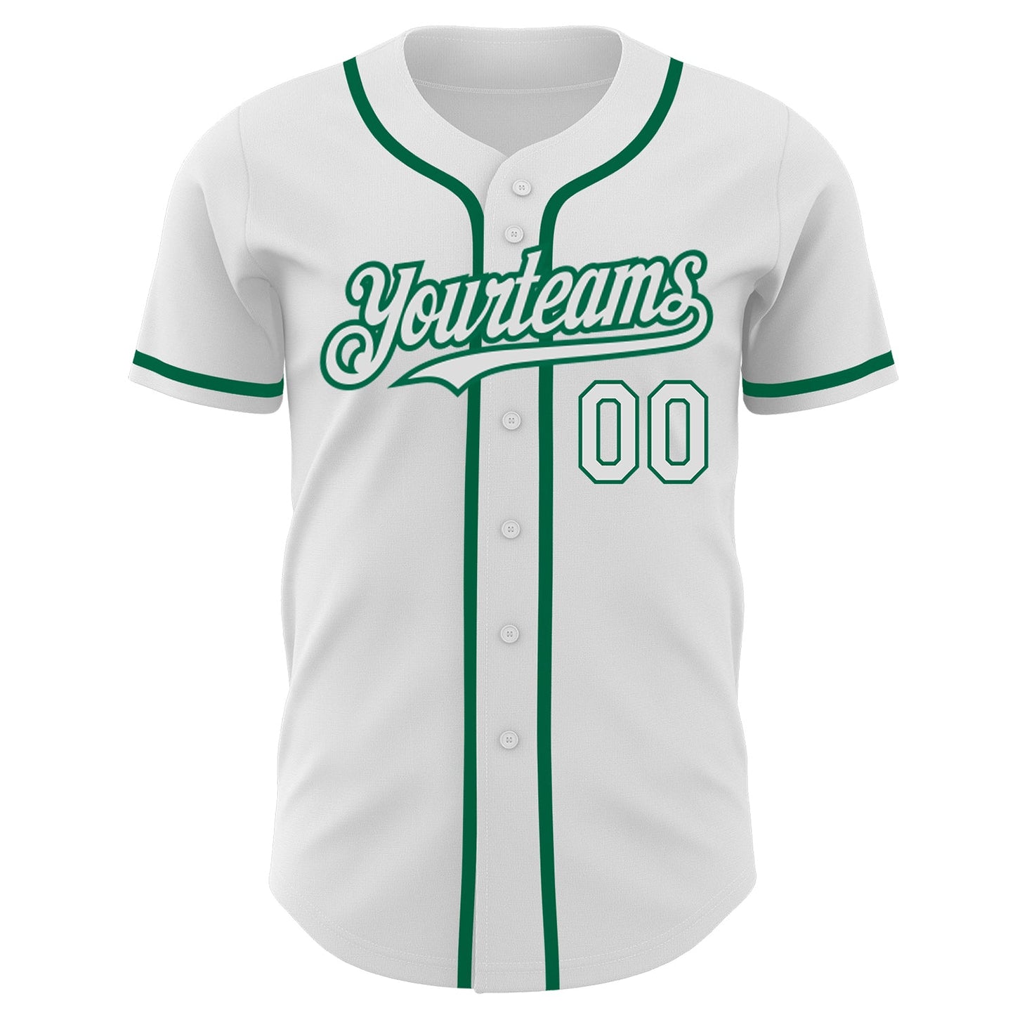 Custom White Kelly Green Authentic Baseball Jersey view 2