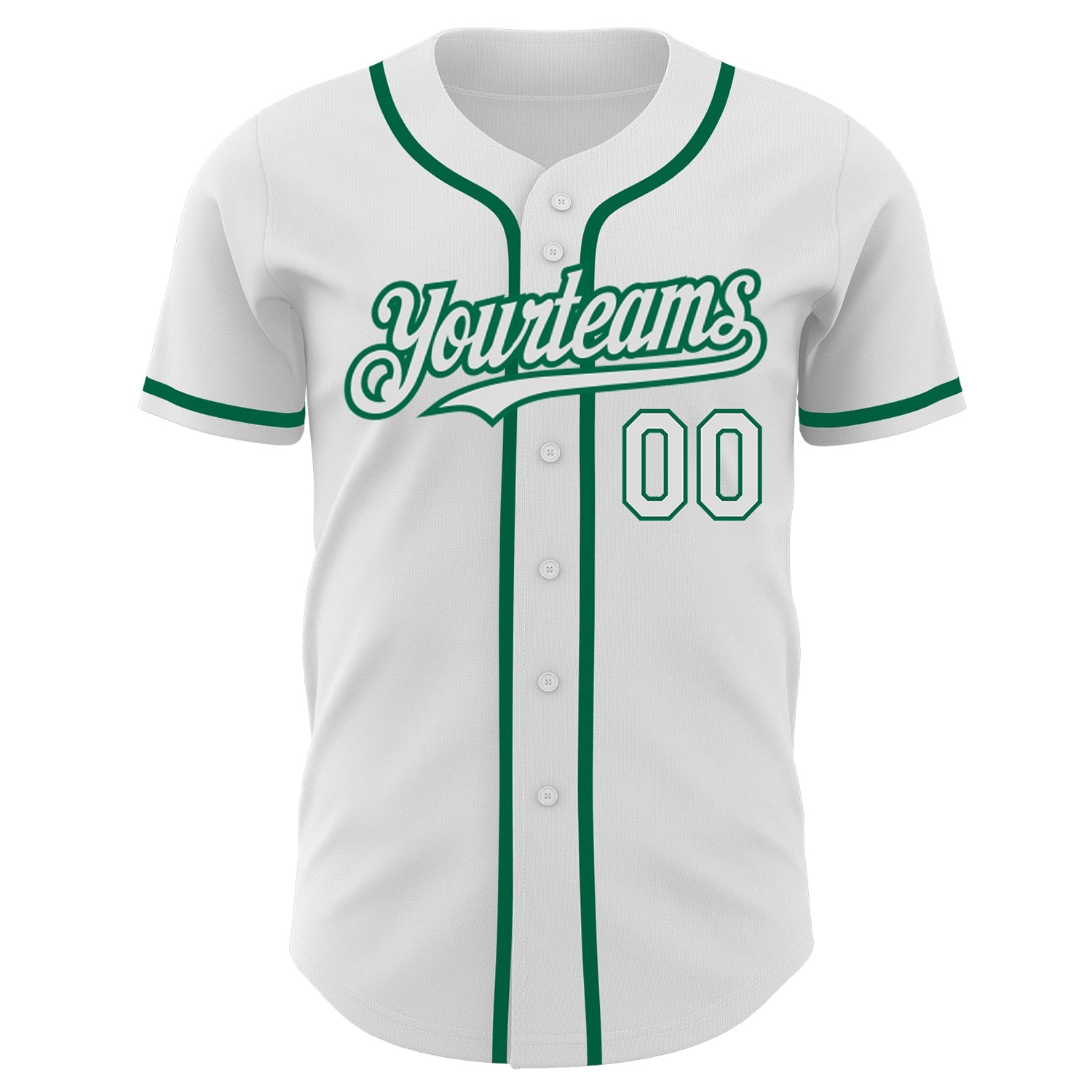 Custom White Kelly Green Authentic Baseball Jersey view 2