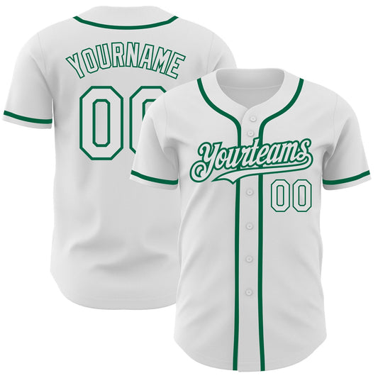 Custom White Kelly Green Authentic Baseball Jersey - Main View