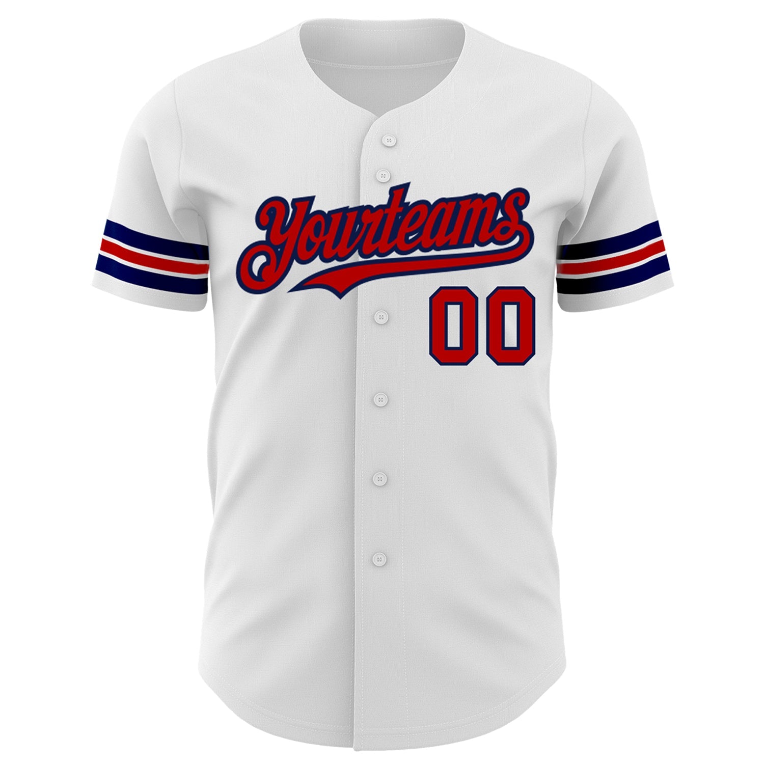 Custom White Red-Navy Authentic Baseball Jersey view 2