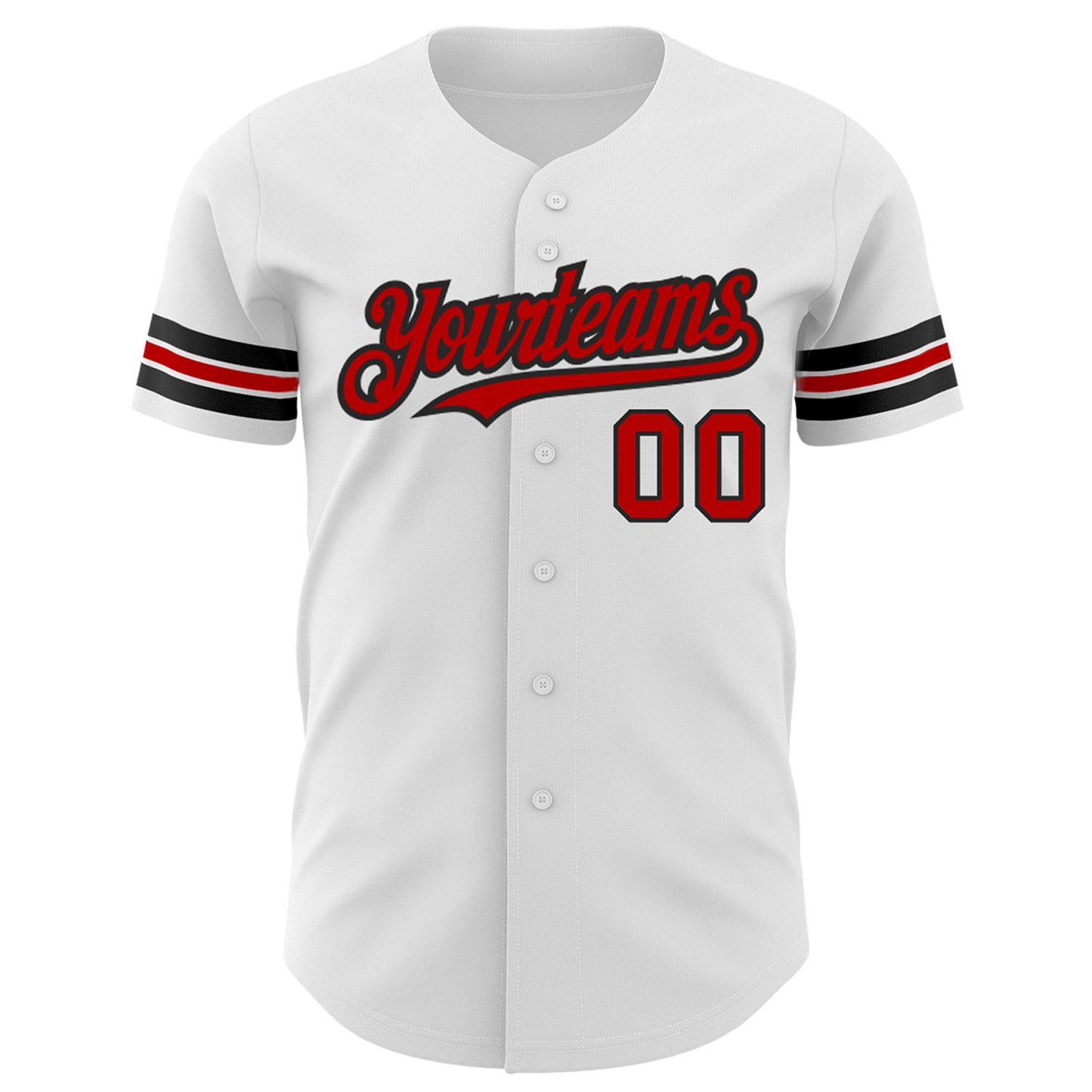 Custom White Red-Black Authentic Baseball Jersey view 2