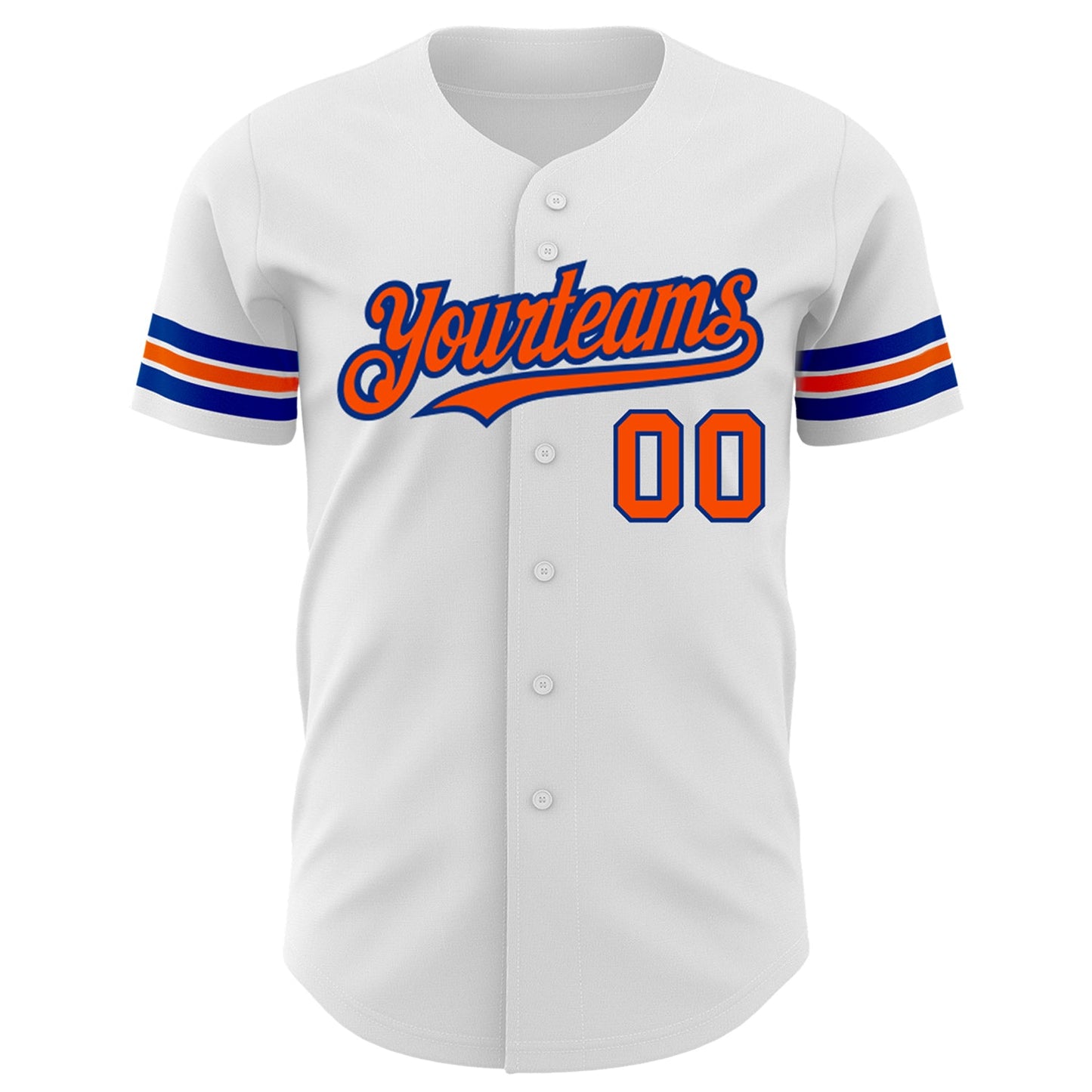 Custom White Orange-Royal Authentic Baseball Jersey view 2