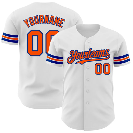 Custom White Orange-Royal Authentic Baseball Jersey - Main View