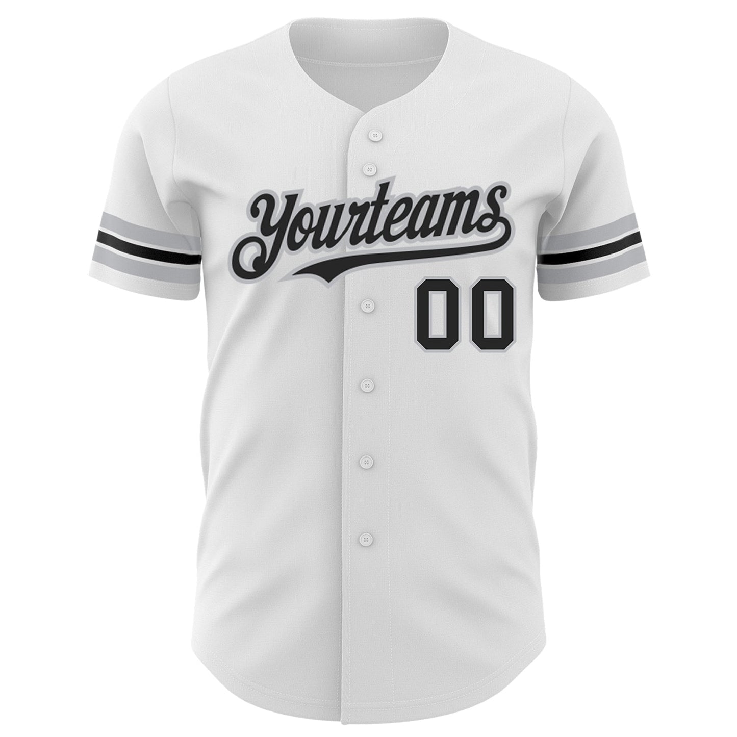 Custom White Black-Gray Authentic Baseball Jersey view 2