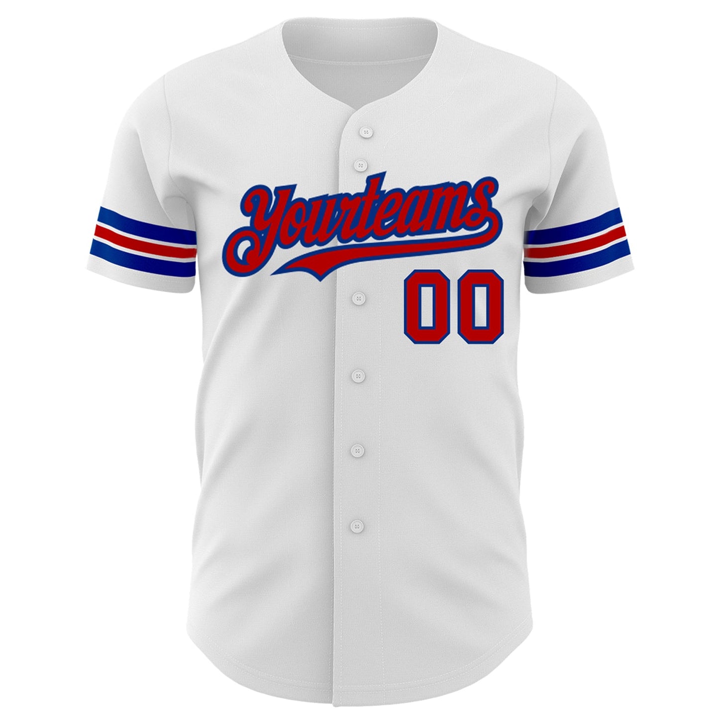 Custom White Red-Royal Authentic Baseball Jersey view 2