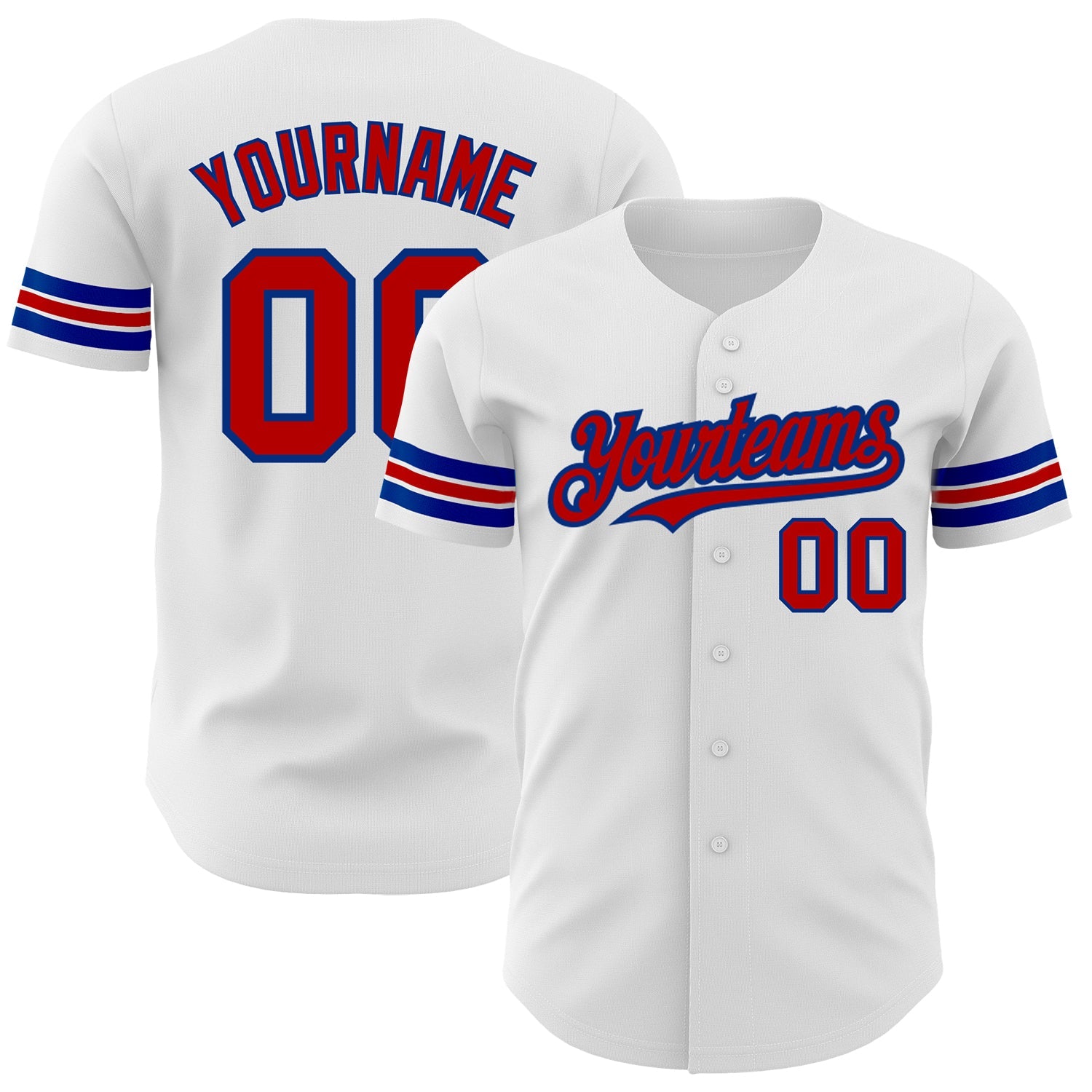 Custom White Red-Royal Authentic Baseball Jersey - Main View