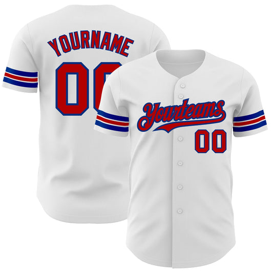 Custom White Red-Royal Authentic Baseball Jersey - Main View