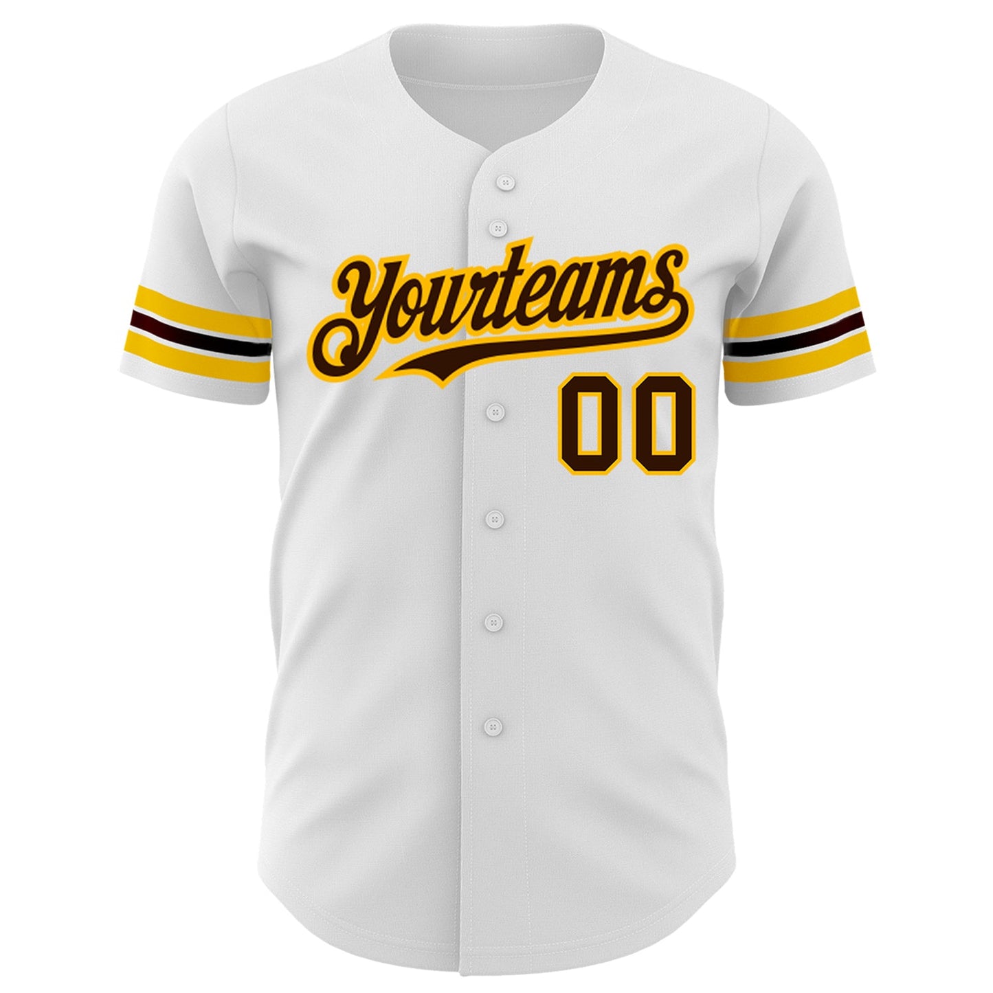 Custom White Brown-Gold Authentic Baseball Jersey view 2