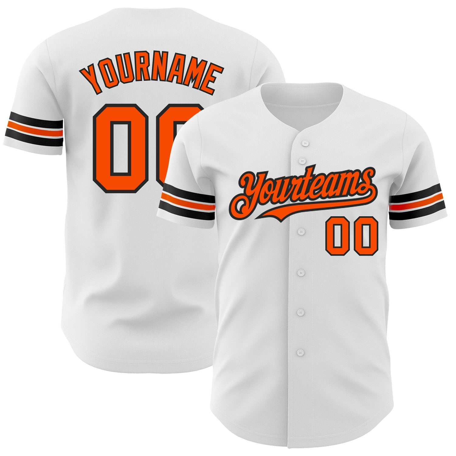 Custom White Orange-Black Authentic Baseball Jersey - Main View