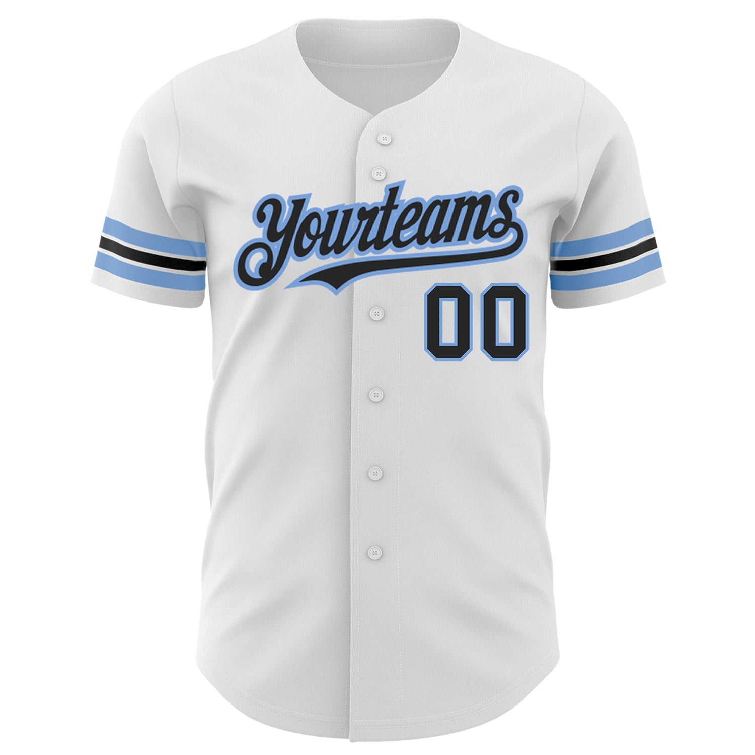 Custom White Black-Powder Blue Authentic Baseball Jersey view 2