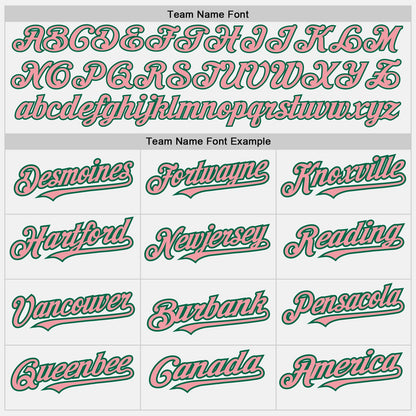 Custom White Medium Pink-Kelly Green Authentic Baseball Jersey view 4