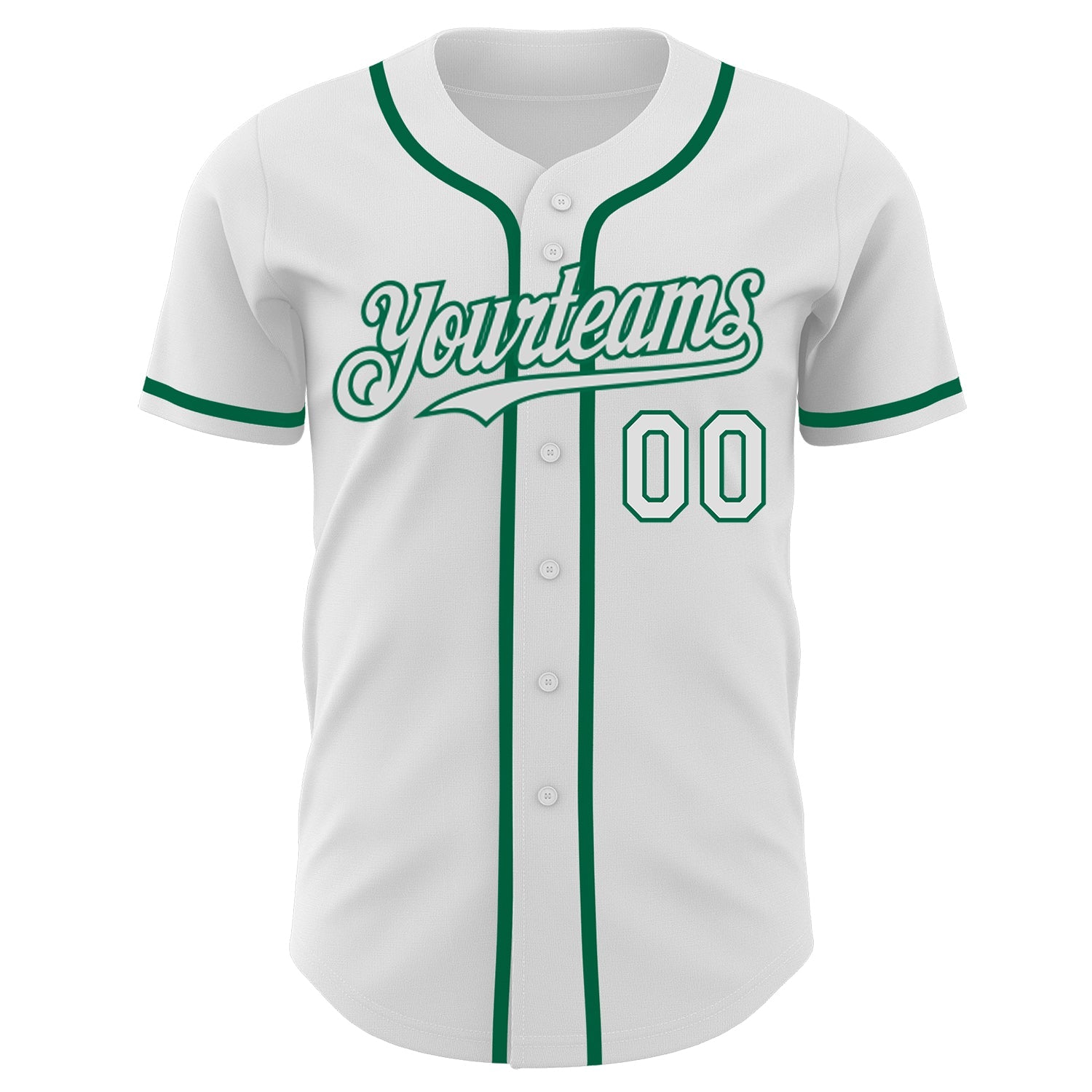 Custom White Kelly Green Authentic Baseball Jersey view 2