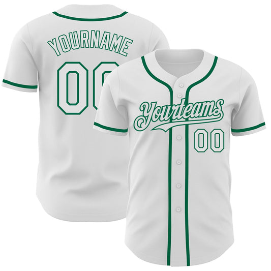 Custom White Kelly Green Authentic Baseball Jersey - Main View