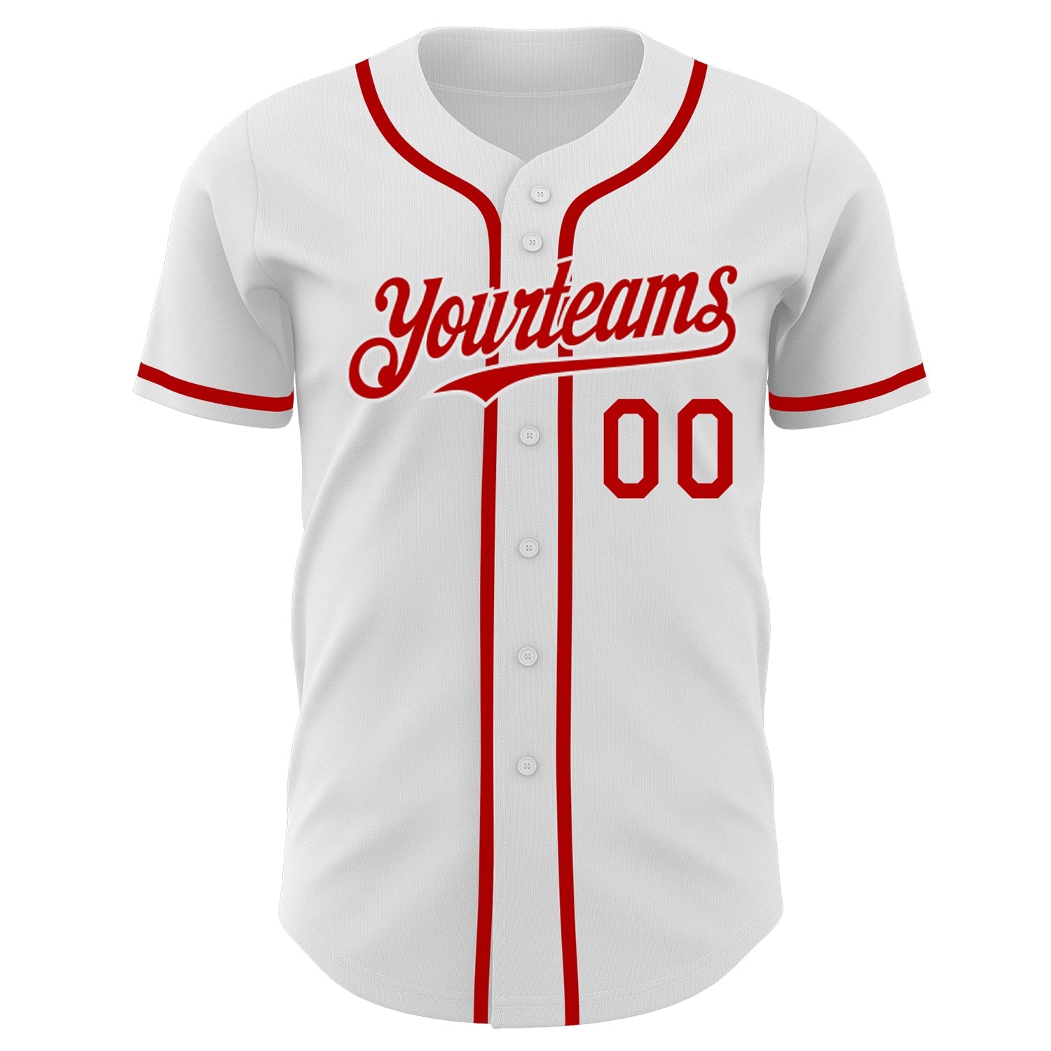 Custom White Red Authentic Baseball Jersey view 2