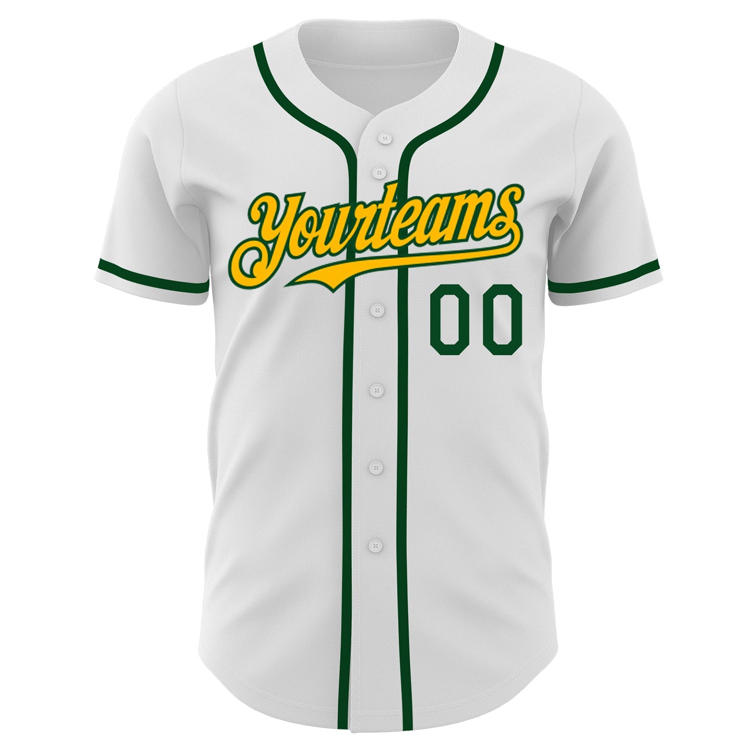 Custom White Green-Gold Authentic Baseball Jersey view 2