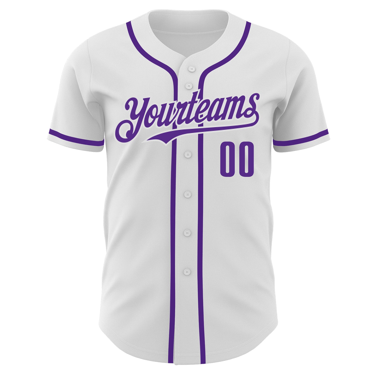Custom White Purple Authentic Baseball Jersey view 3