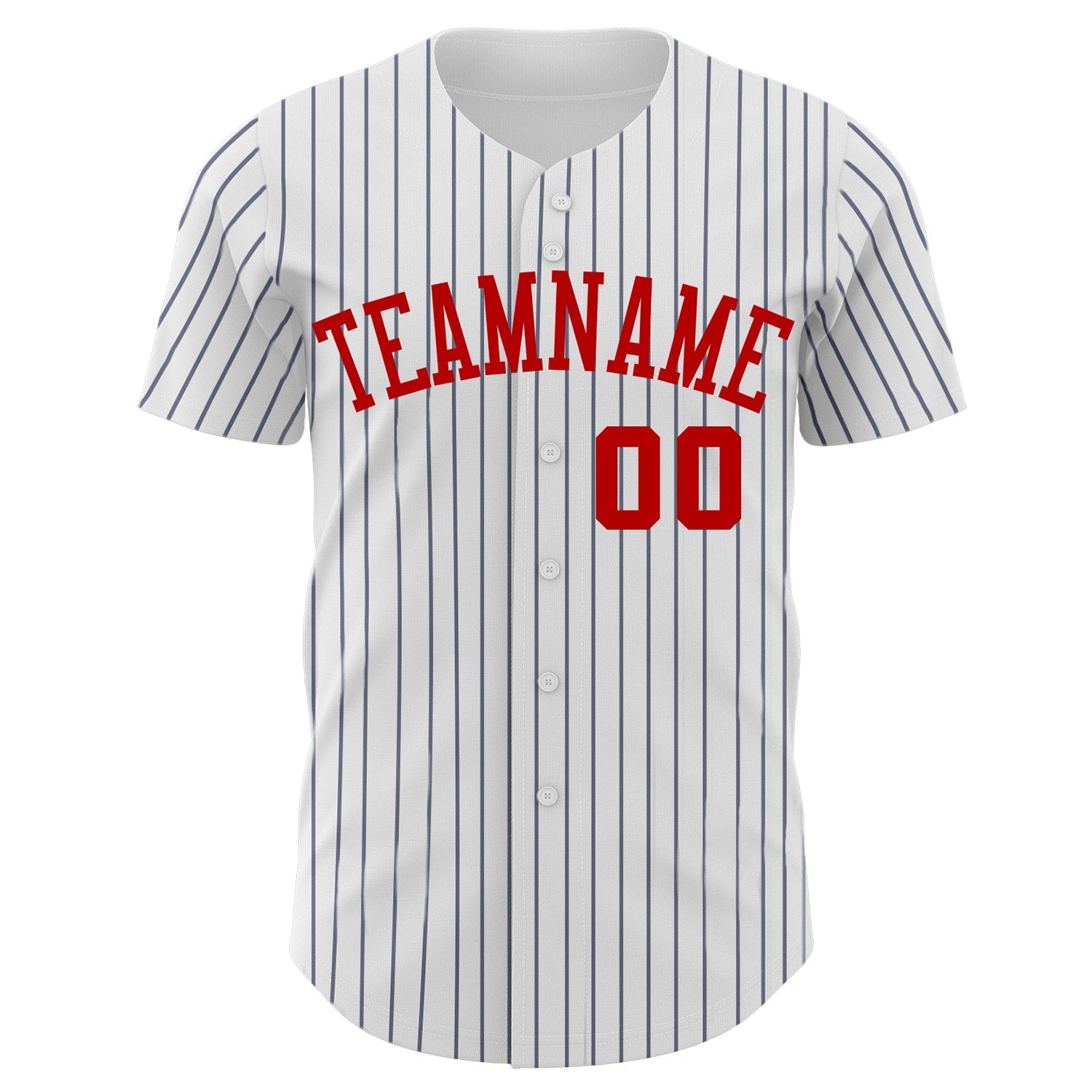 Custom White Navy Pinstripe Red Authentic Baseball Jersey view 2
