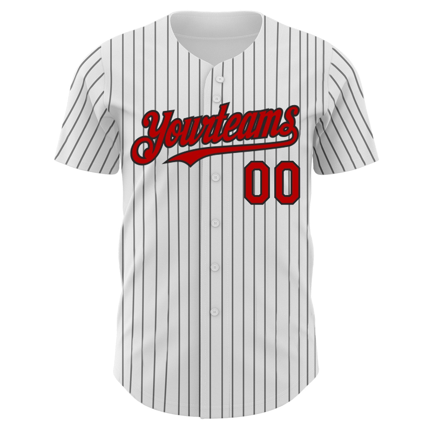 Custom White Black Pinstripe Red Authentic Baseball Jersey view 2