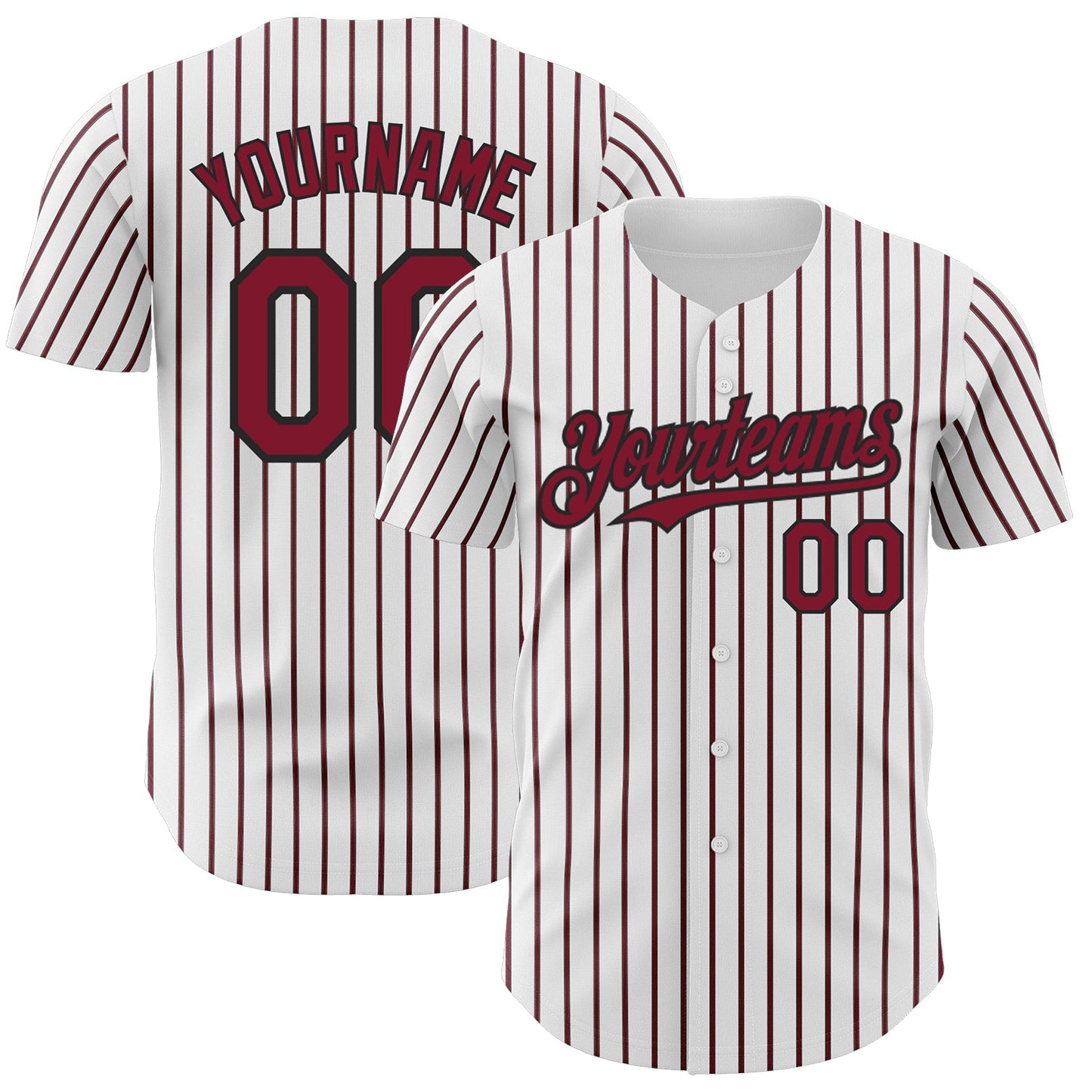 Custom White (Black Crimson Pinstripe) Crimson-Black Authentic Baseball Jersey - Main View