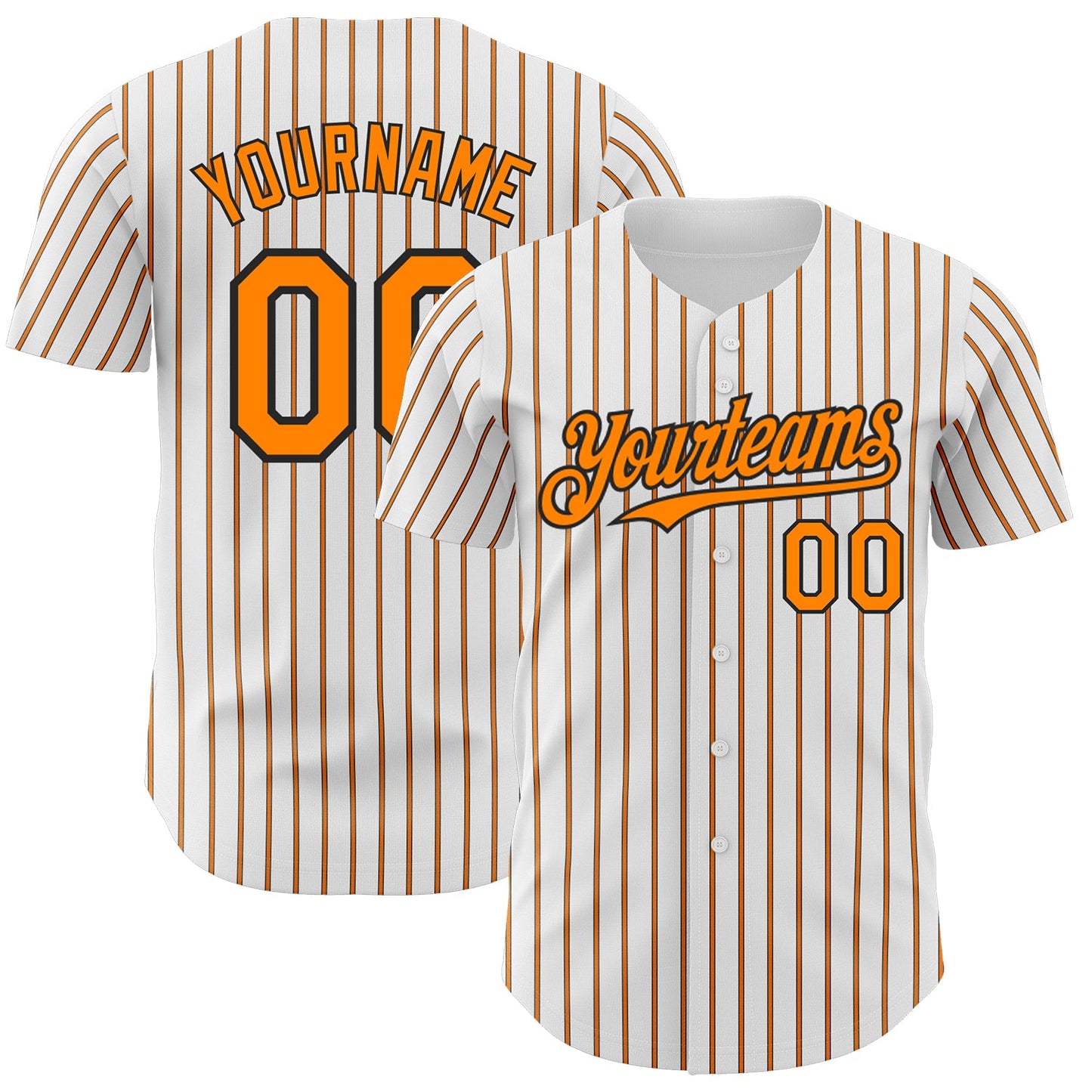 Custom White (Black Bay Orange Pinstripe) Neon Green-Black Authentic Baseball Jersey - Main View