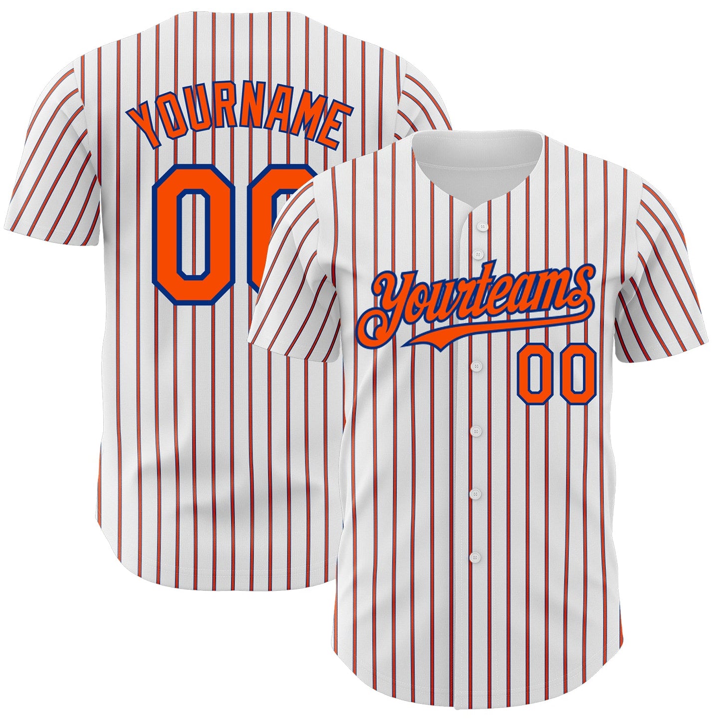Custom White (Royal Orange Pinstripe) Orange-Royal Authentic Baseball Jersey - Main View