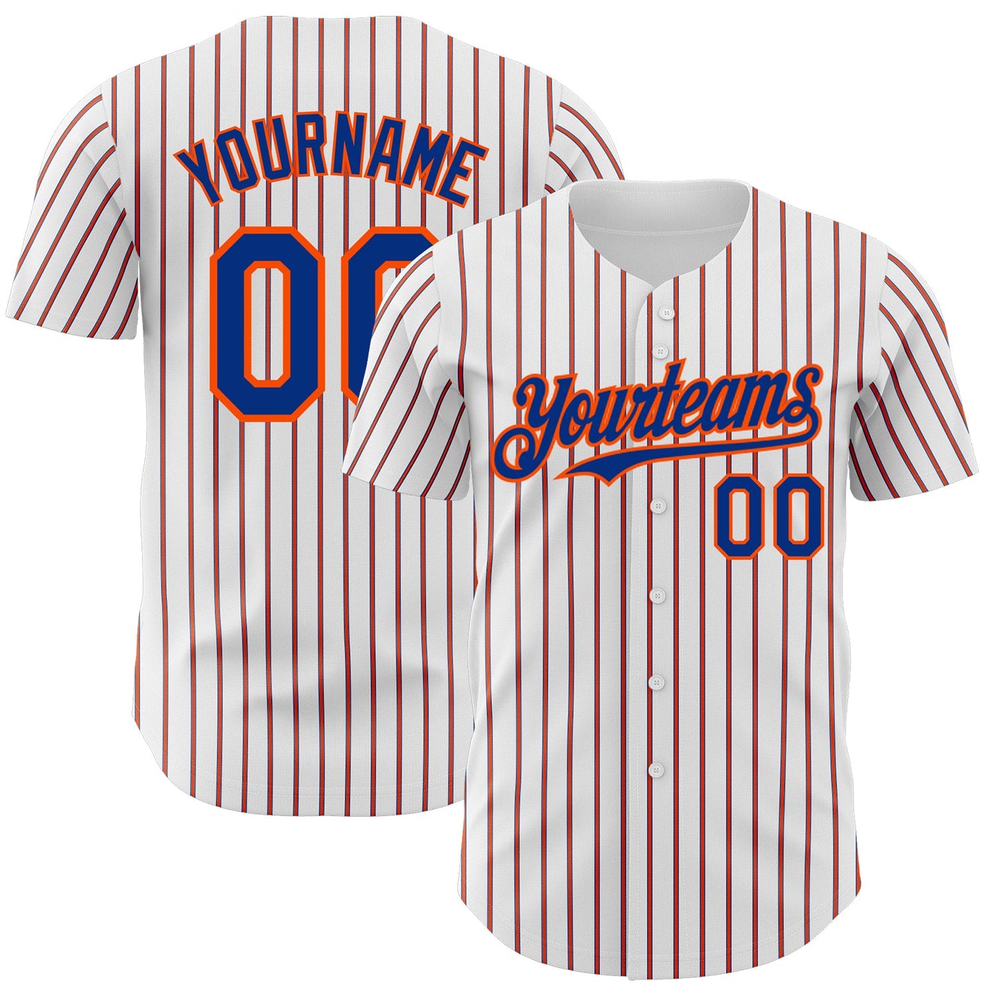 Custom White (Royal Orange Pinstripe) Orange-Royal Authentic Baseball Jersey - Main View