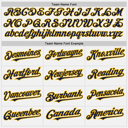 Custom White (Navy Gold Pinstripe) Navy-Gold Authentic Baseball Jersey view 4
