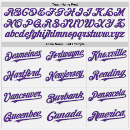 Custom White (Purple Gray Pinstripe) Purple-Gray Authentic Baseball Jersey view 4