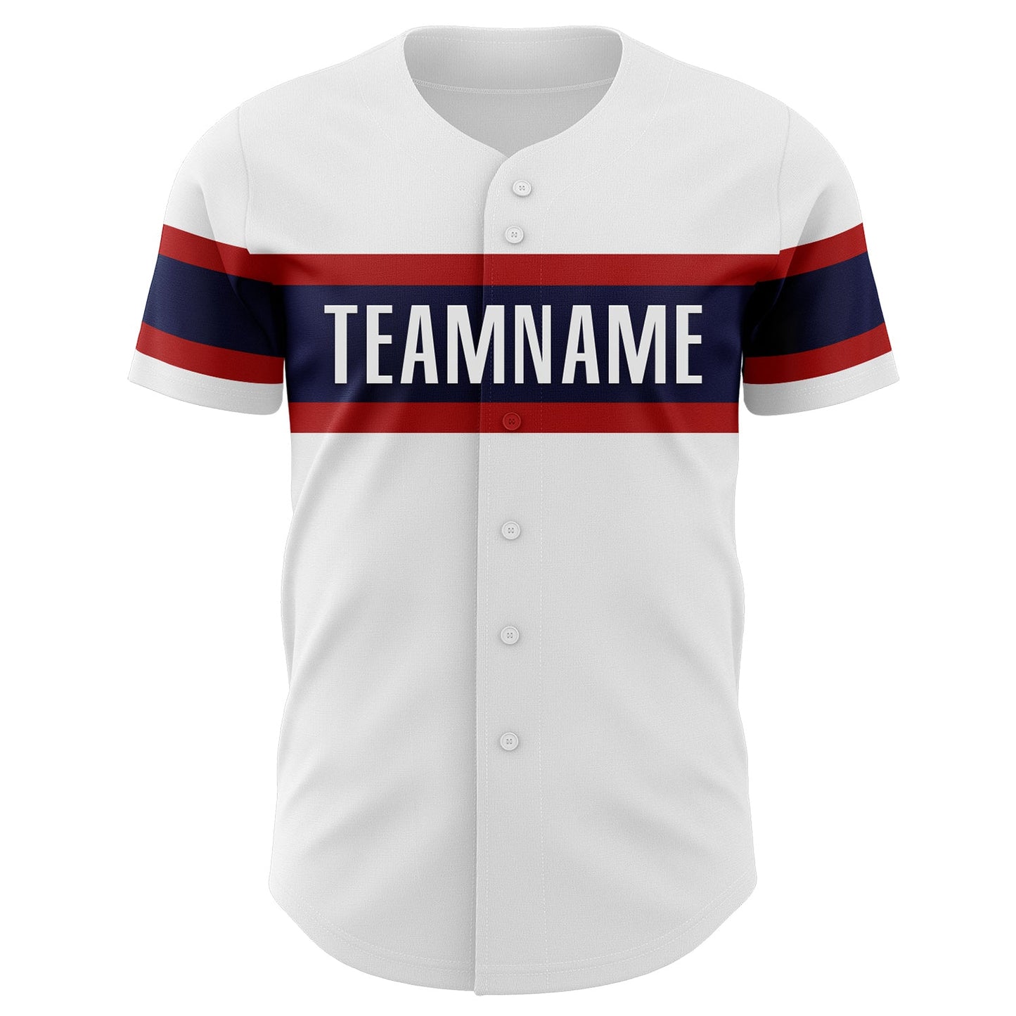 Custom White Red-Navy Authentic Baseball Jersey view 2