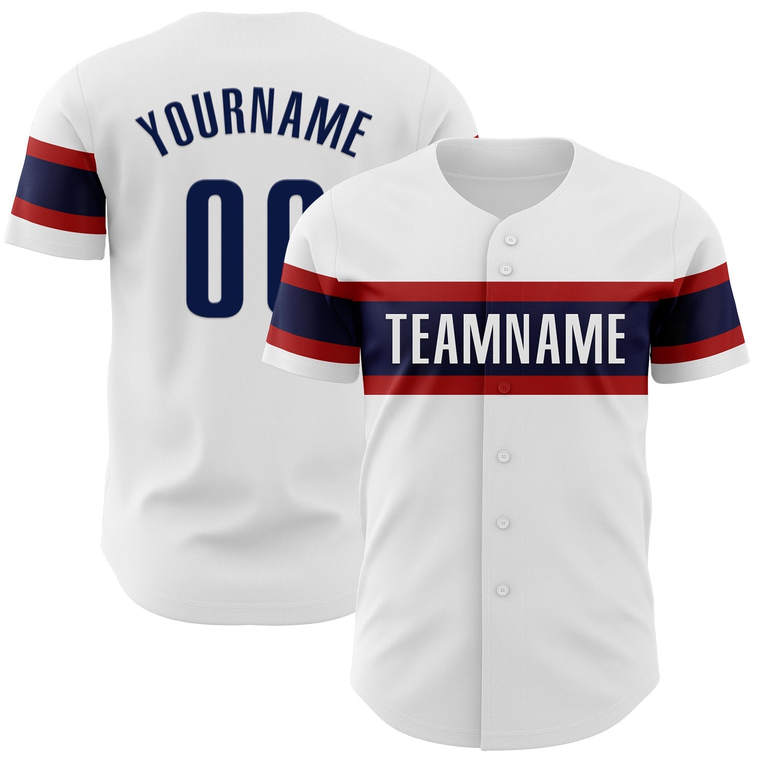 Custom White Navy-Red Authentic Baseball Jersey - Main View