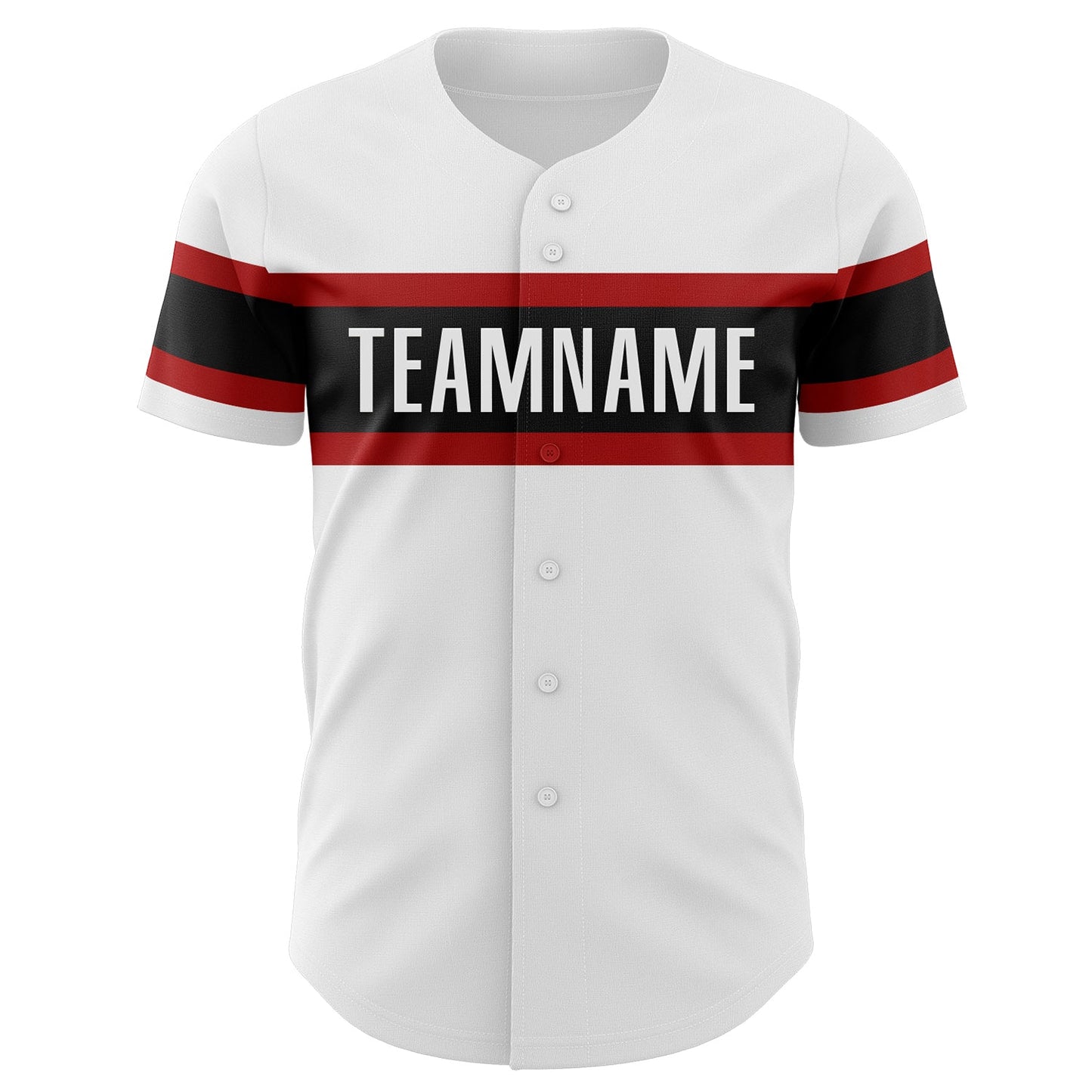 Custom White Red-Black Authentic Baseball Jersey view 2