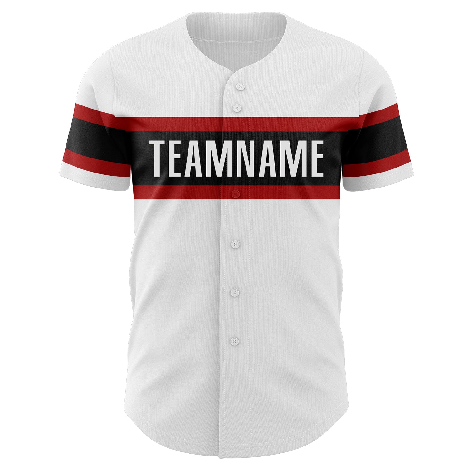 Custom White Red-Black Authentic Baseball Jersey view 2