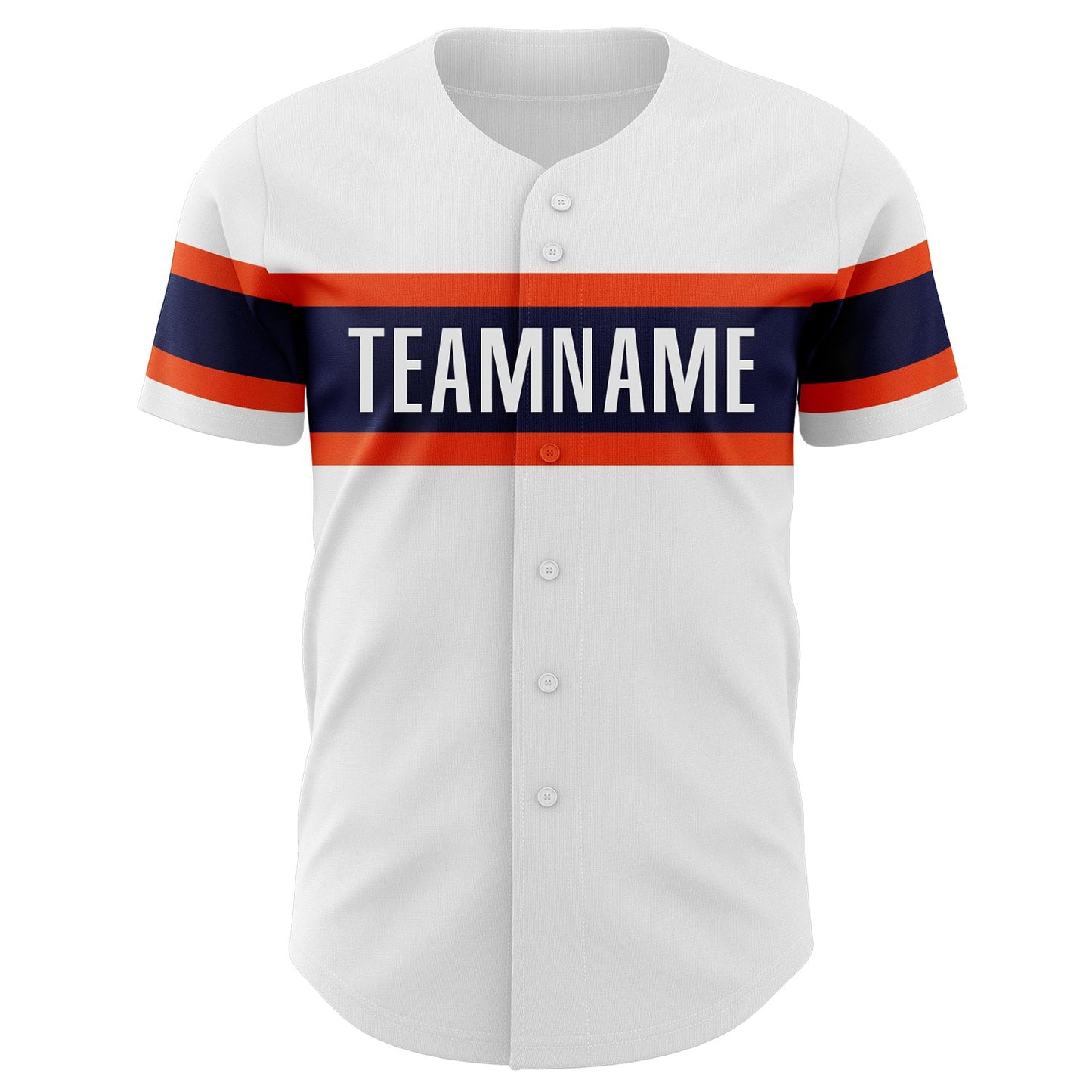Custom White Navy-Orange Authentic Baseball Jersey view 2