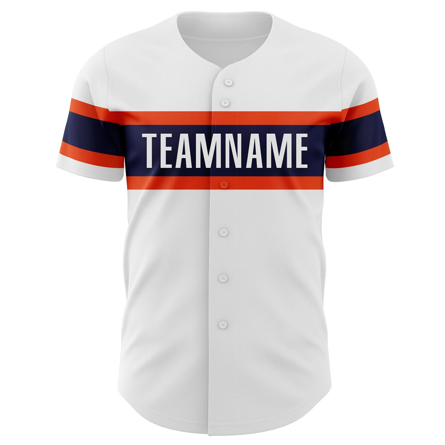 Custom White Navy-Orange Authentic Baseball Jersey view 2