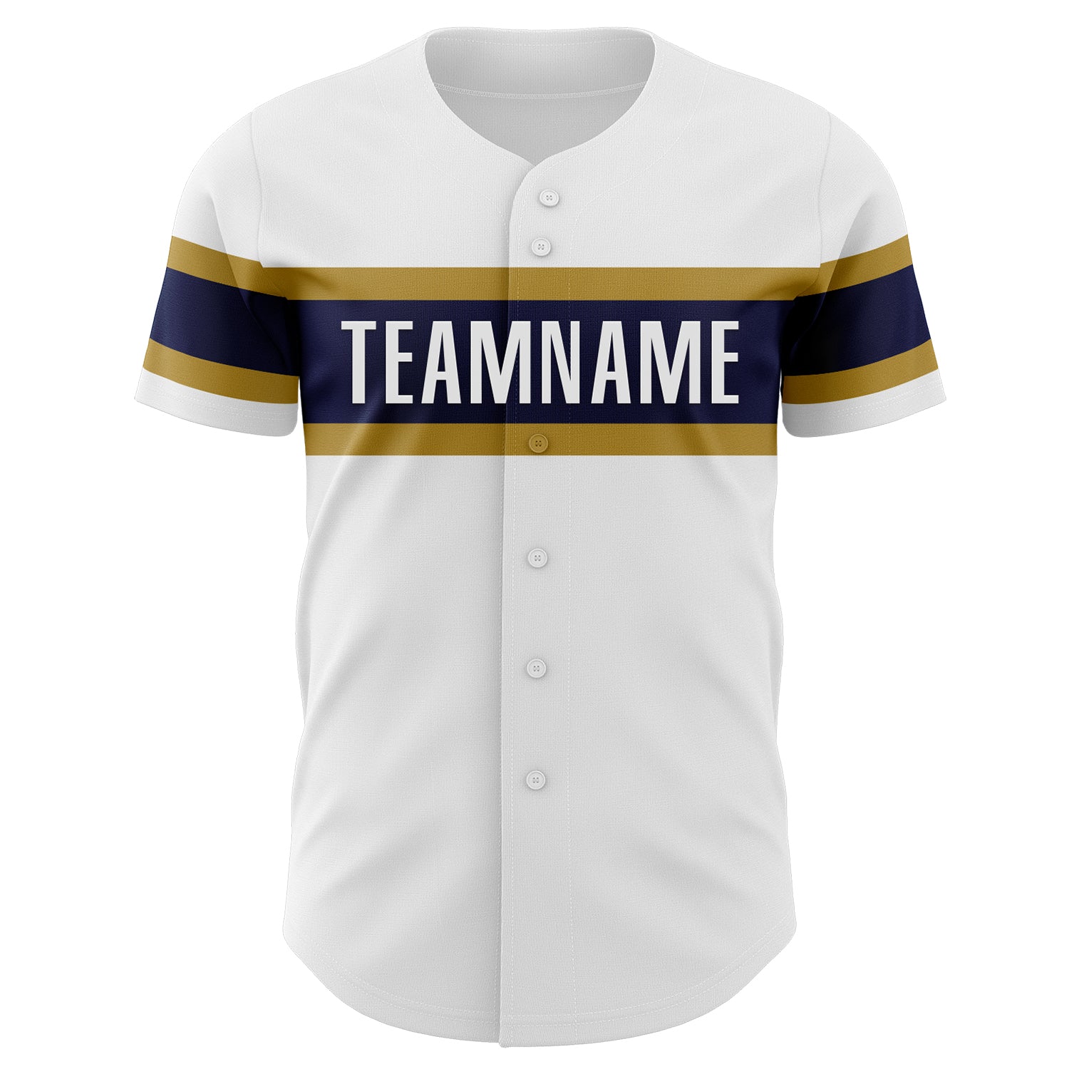Custom White Navy-Old Gold Authentic Baseball Jersey view 2