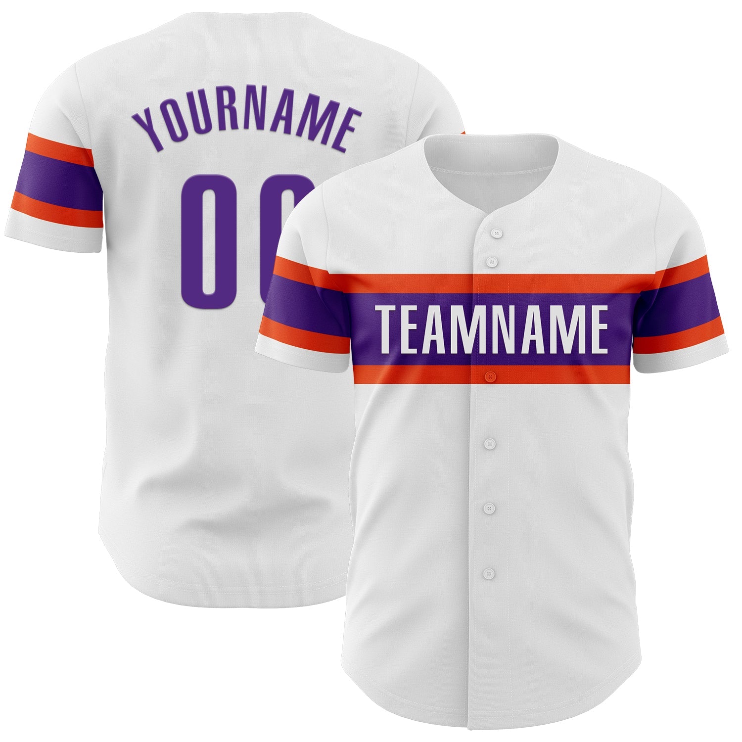 Custom White Purple-Orange Authentic Baseball Jersey - Main View