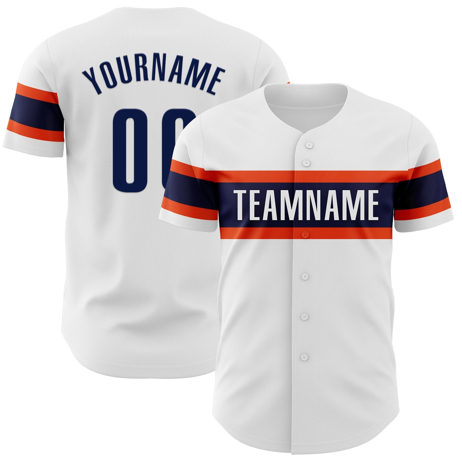 Custom White Navy-Orange Authentic Baseball Jersey - Main View