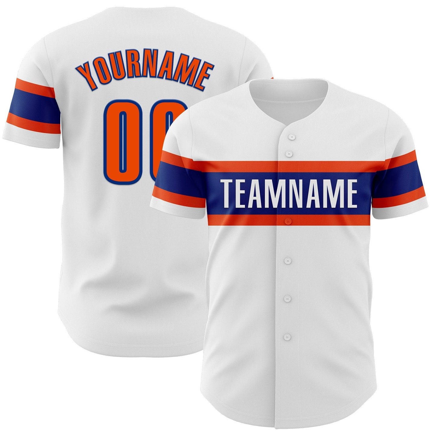 Custom White Orange-Royal Authentic Baseball Jersey - Main View
