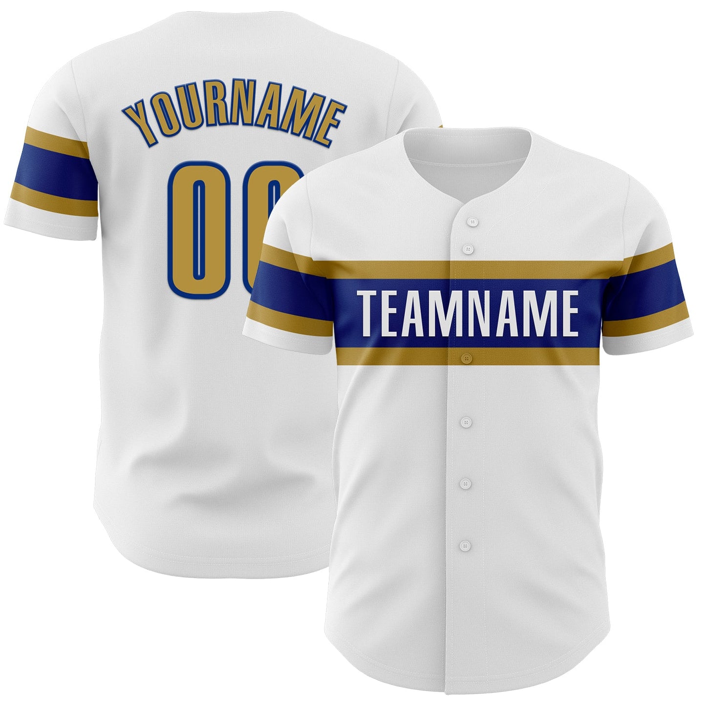 Custom White Old Gold-Royal Authentic Baseball Jersey - Main View