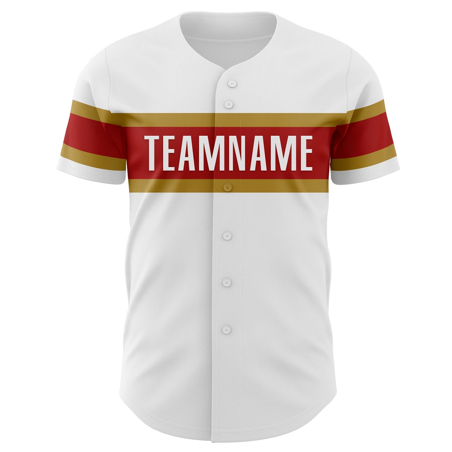 Custom White Red-Old Gold Authentic Baseball Jersey view 2