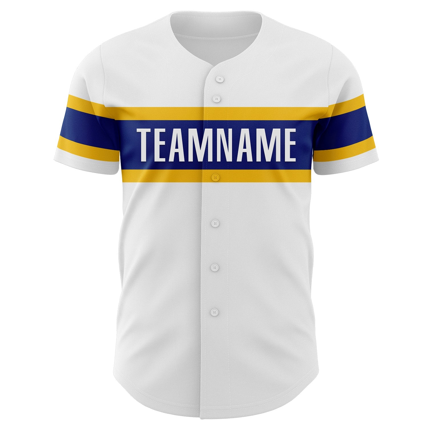 Custom White Yellow-Royal Authentic Baseball Jersey view 2
