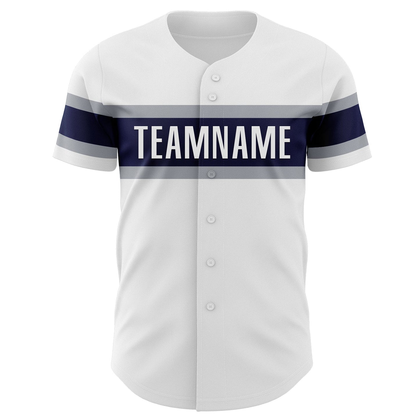 Custom White Navy-Gray Authentic Baseball Jersey view 2