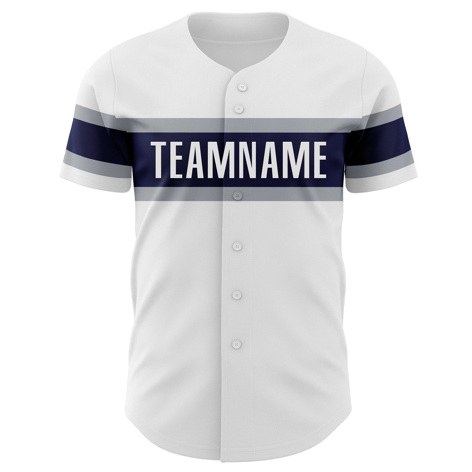 Custom White Navy-Gray Authentic Baseball Jersey view 2